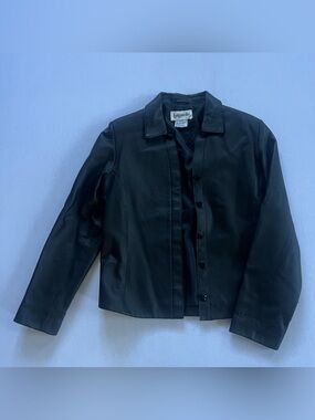 bagatelle Black Leather Button-Front Women's Vintage Shirt Jacket